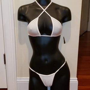 2 piece white stripper outfit